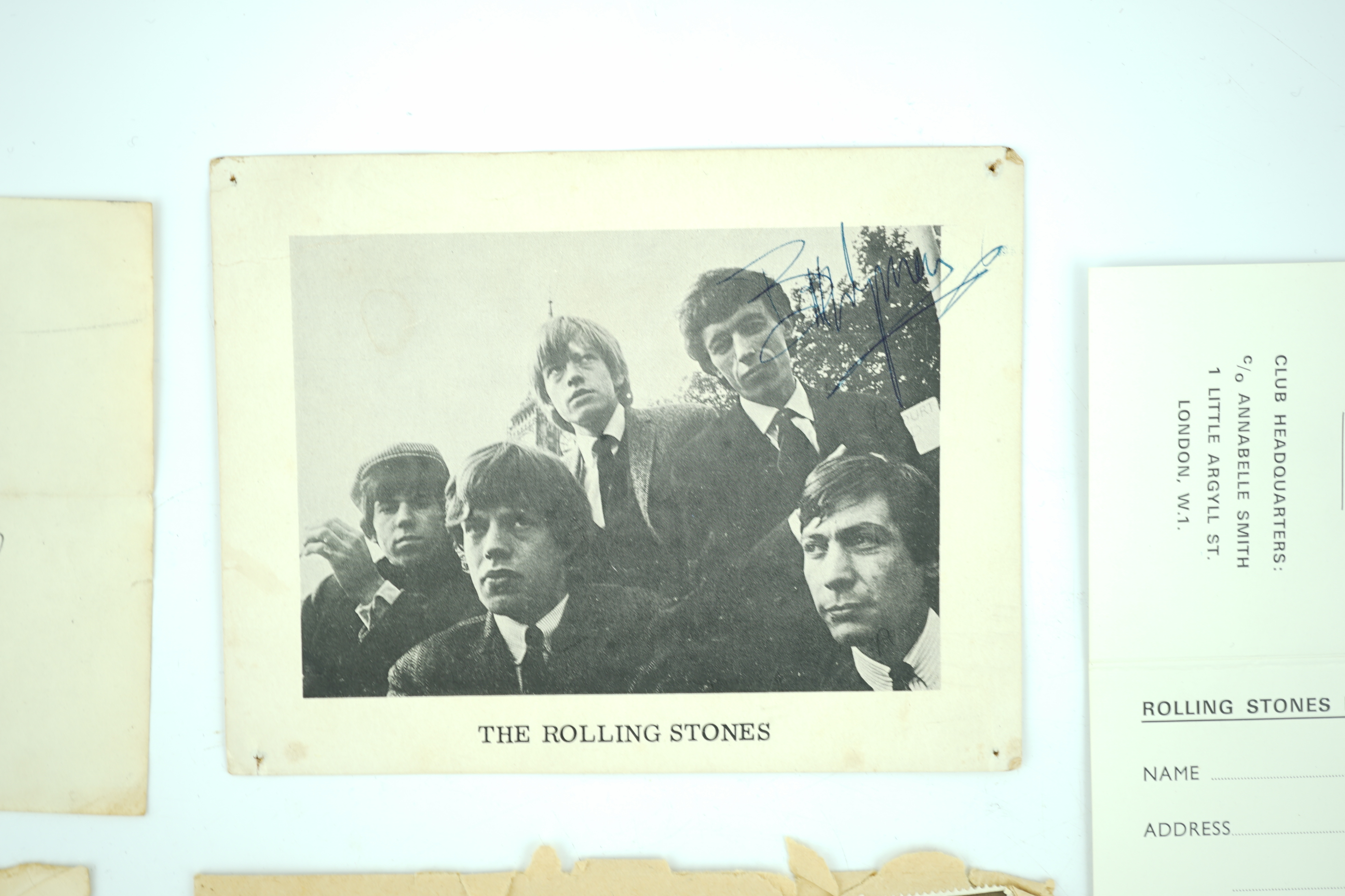 A Rolling Stones collection including autographs, all personally collected by the vendor in the mid-1960s